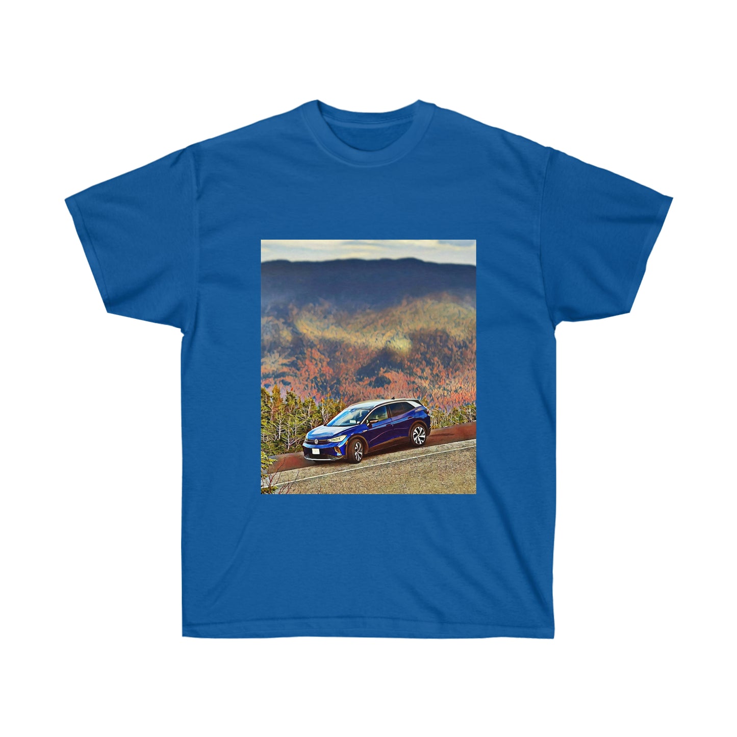 Descent form Mt Washington in VW ID.4 unisex cotton T-Shirt